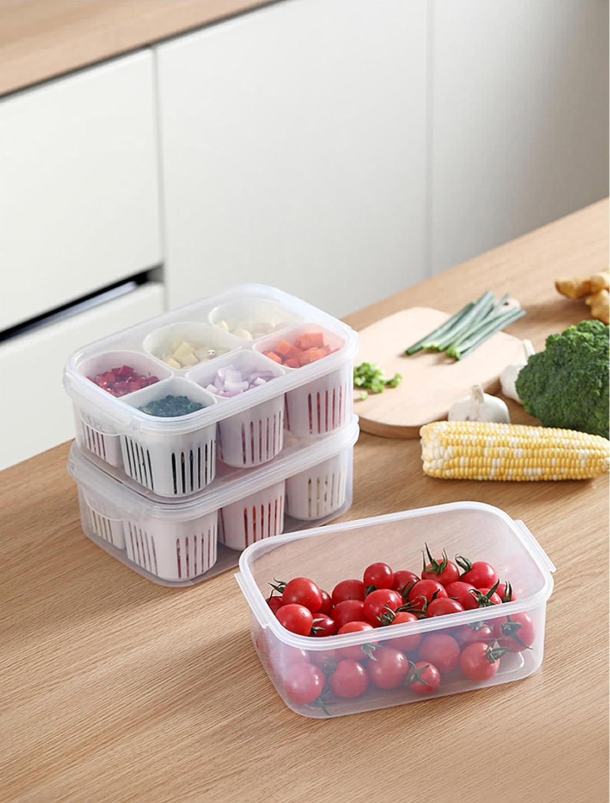 The CheatCode Plastic Fridge Storage Boxes Freezer Storage Containers 6-Grid