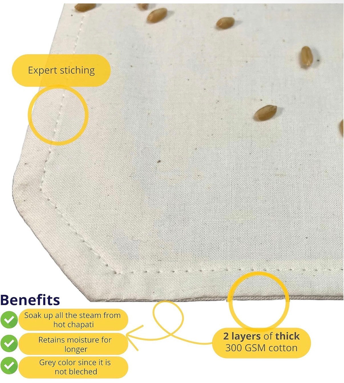 The FreshFold™ Muslin Roti Pouch ( Pack of 5 )